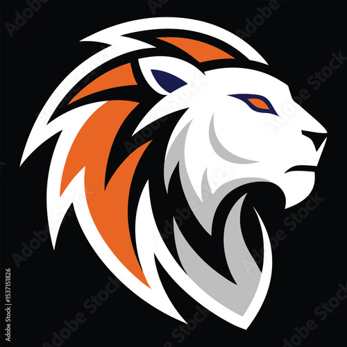 Wallpaper Mural Modern white lion head logo with colorful mane and sharp profile Torontodigital.ca