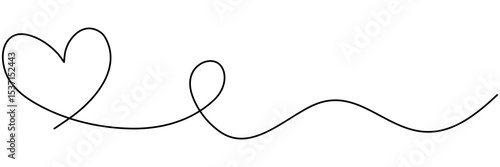 Heart shape continuous line drawing. Love symbol. Vector illustration isolated on white.	