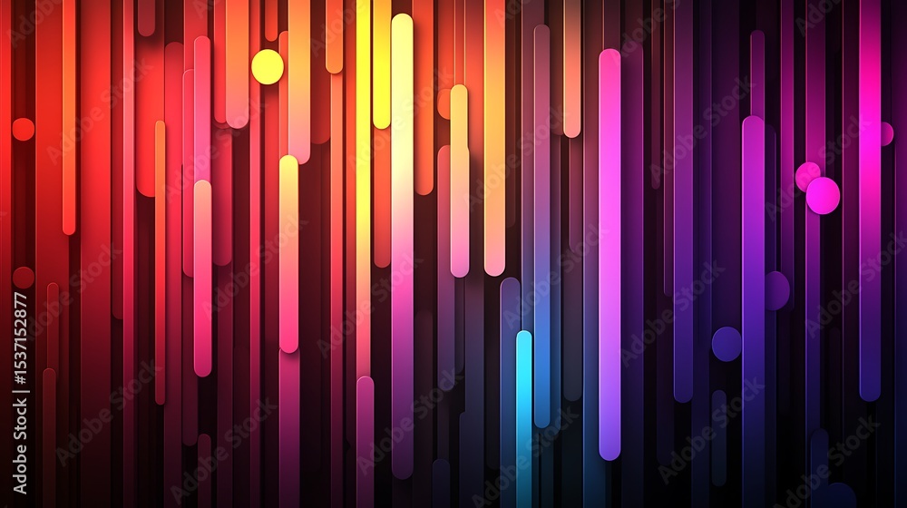 Fototapeta premium abstract layered patterns of circles bars and soft shadows in a vivid gradient from tangerine to purple for creative websites