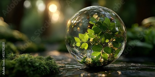 Wallpaper Mural Lush Greenery Captured in a Crystal Sphere Amidst Enchanted Forest Light Torontodigital.ca