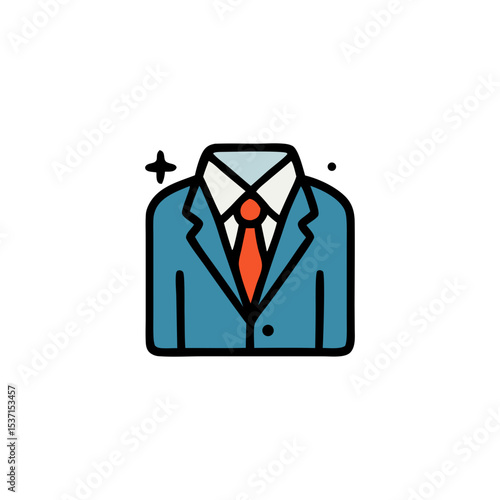 Headless Teal Business Suit Icon Simple Vector Illustration of a Suit Jacket, Shirt, and Tie isolated on transparent background