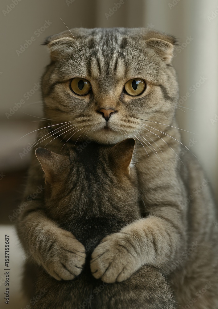 Cats hugging in affection. Cats hugging in affection.
