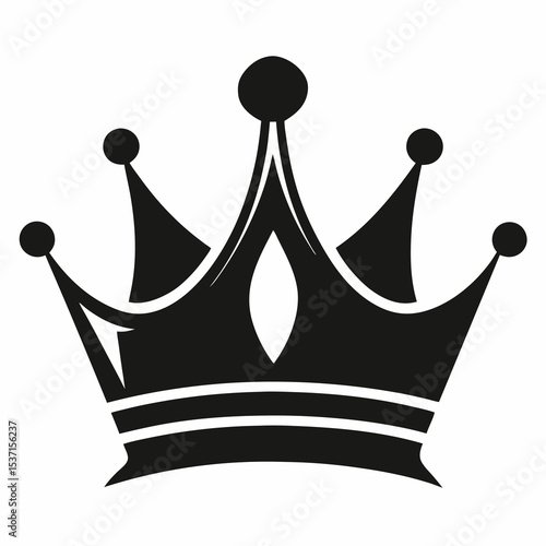 Elegant Black Crown Illustration for Royalty and Power Simple Design for Logos and Graphics Symbol of Leadership and Authority Isolated on White Background Vector Image