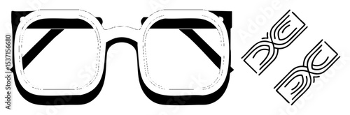 Vector Modern eyewear featuring stylized glasses and individual lens elements.