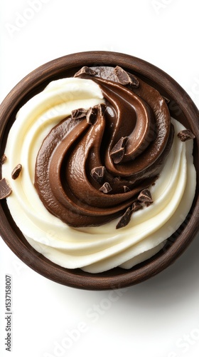 Wallpaper Mural Indulging in a rich swirl of chocolate and vanilla dessert in a wooden bowl with chocolate shavings on top Torontodigital.ca