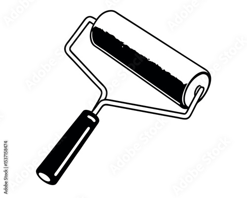 Paint roller silhouette icon graphic design element silhouette
