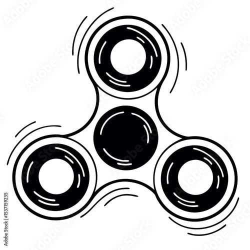 Spinning fidget toy tri spinner silhouette illustration