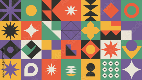 A set of Brutalist abstract geometric shapes and elements. Modern, contemporary primitive geometric shapes and elements