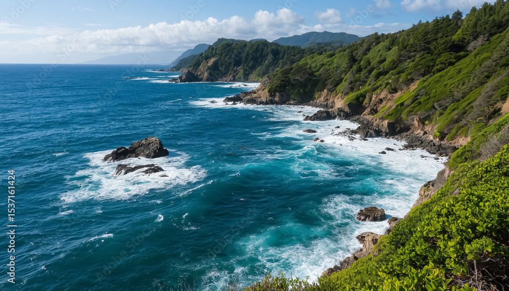 Ocean coast and rocks. AI generated. Ocean coast and rocks. AI generated.
