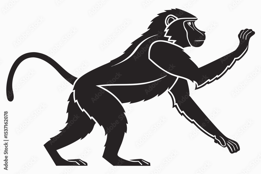 Fototapeta premium baboon sihouette black vector