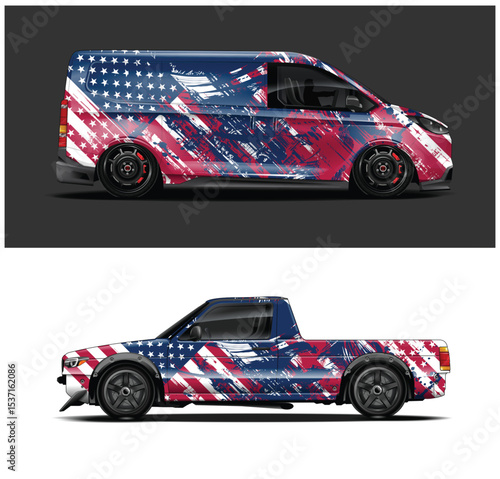 Patriotic American Flag Design Van and Truck Wraps