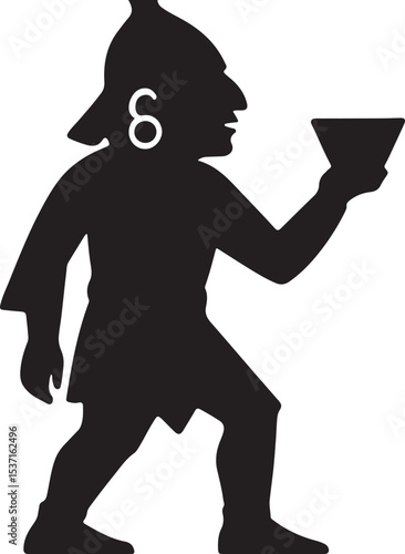 Silhouette of a Moche Warrior Priest holding a ritual cup