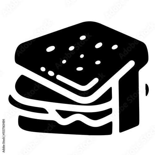 Delicious Sandwich, Black and White Vector Illustration