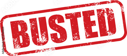 Red Busted Rubber Stamp in Grunge Vector in Modern Round Border, Transparent Background, Svg, Png