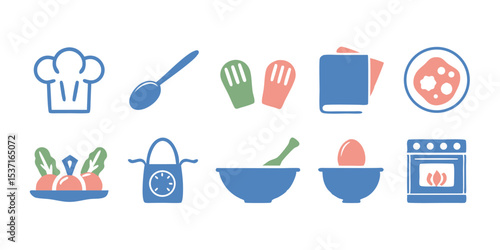 Cooking Illustration Recipe Book Apron Oven Ingredients Kitchen Tools Vector Graphic Design Home Cuisine Food