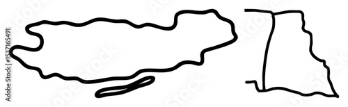 Vector Abstract landmasses outline depicting continents and peninsula shapes.