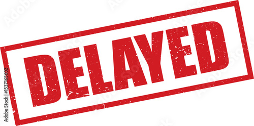 Red Delayed Rubber Stamp in Grunge Vector in Sharp Border, Transparent Background, Svg, Png