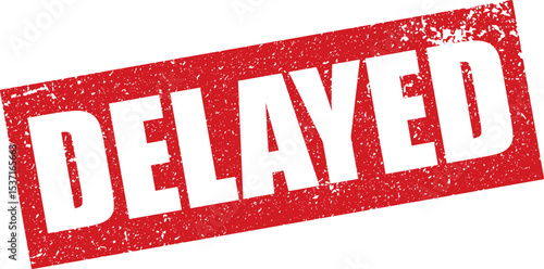 Red Delayed Rubber Stamp in Reverse Grunge Vector in Sharp Border, Transparent Background, Svg, Png