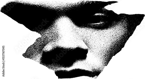 Abstract faceless visage in high contrast black and white design