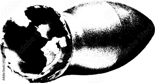 High contrast artillery shell and shrapnel fragments for historical and military themes