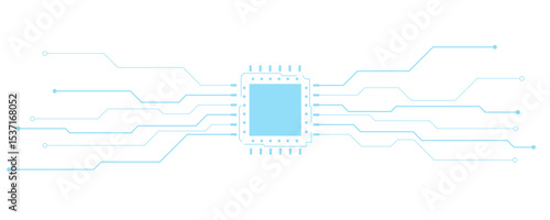 Abstract white blue digital technology futuristic circuit board background design. Technology dots lines connect network background.