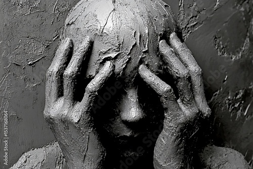 Low self-esteem - cause of depression: abstract image of well-being. Depression and loneliness. Lost and broken. Metaphorical low self-esteem physical senses, of a loss of pleasure or interest.