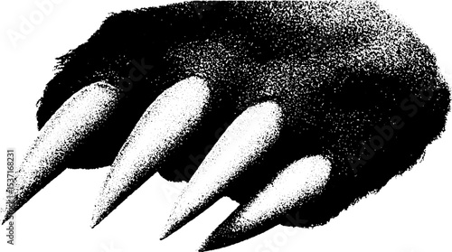 High contrast black and white bear claw illustration for wilderness and wildlife concepts