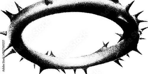 High contrast thorn crown halo symbolizing broken divinity and spiritual conflict