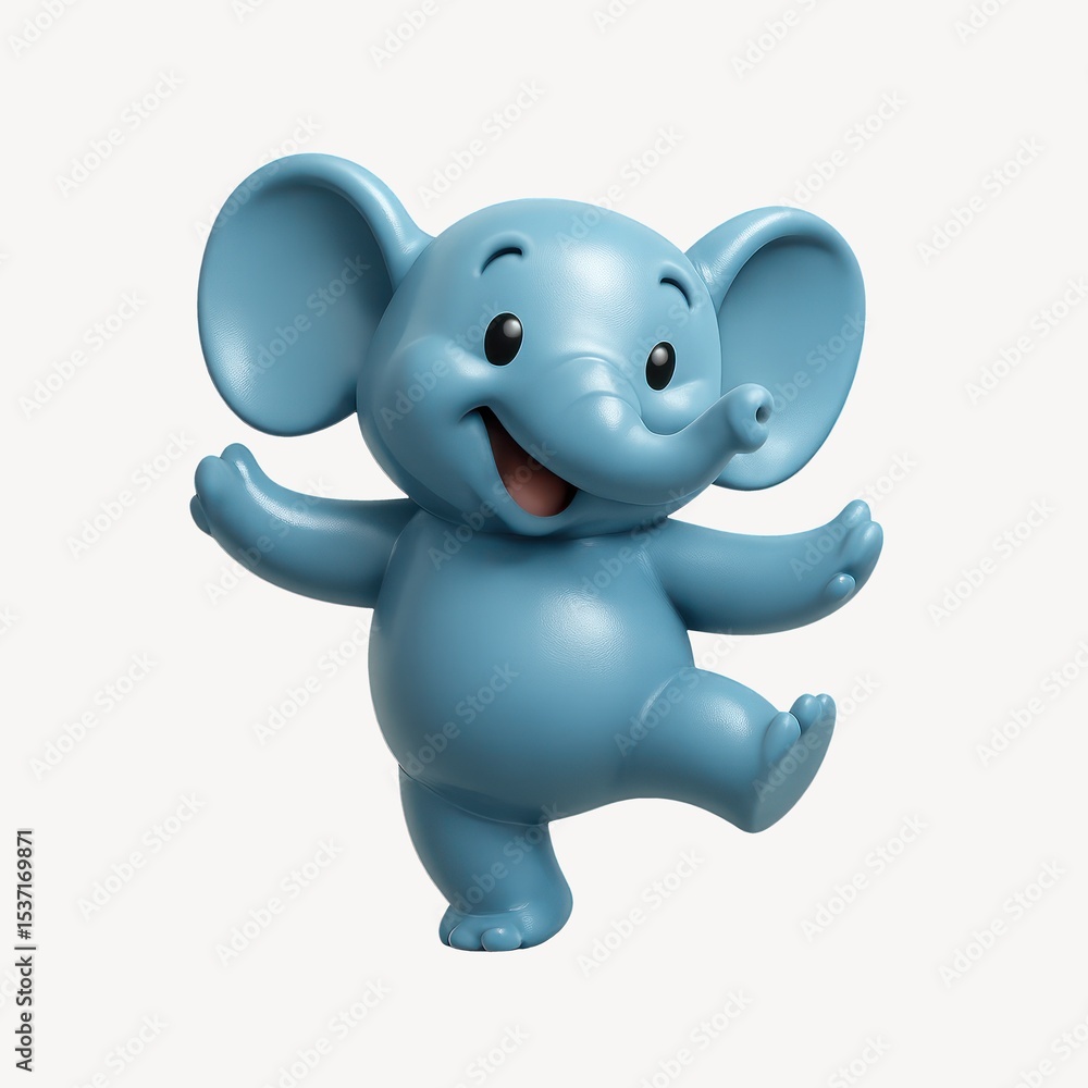 Naklejka premium Cute cartoon elephant dancing