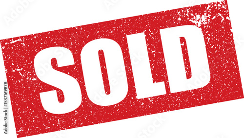 Red Sold Rubber Stamp in Reverse Grunge Vector in Sharp Border, Transparent Background, Svg, Png