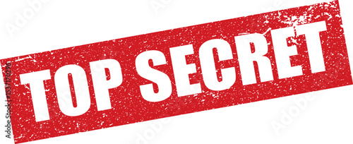 Red Top Secret Rubber Stamp in Reverse Grunge Vector in Sharp Border, Transparent Background, Svg, Png