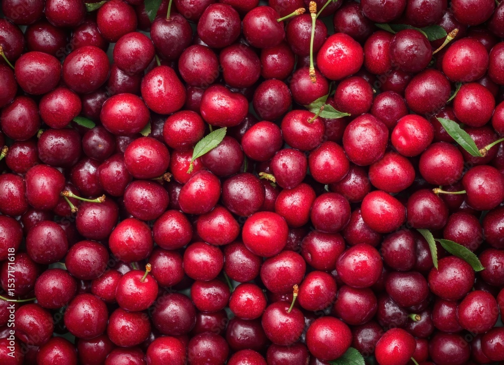 fresh red cherries top view background, flat lay fruit texture fresh red cherries top view background, flat lay fruit texture