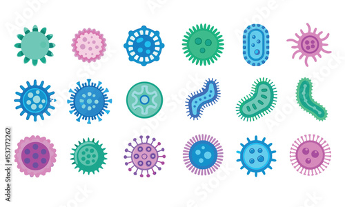 Bacteria and virus icons