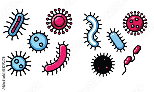 Bacteria and virus icons