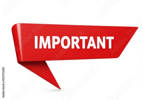 Red important label 3d render