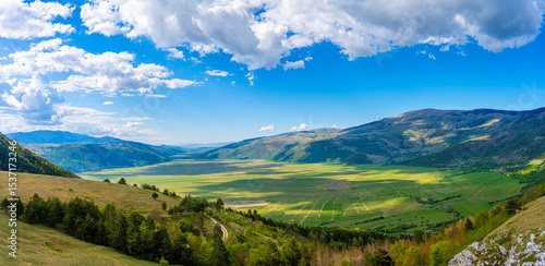 Panoramic photo of Glamočko polje in Bosnia and Herzegovina.