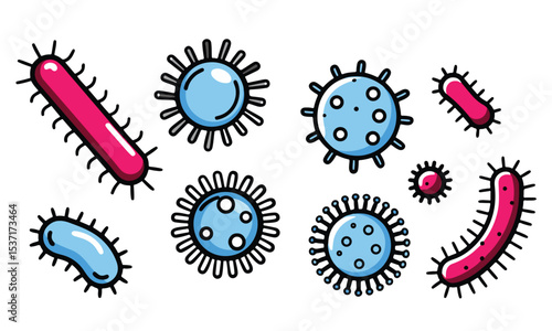 Bacteria and virus icons