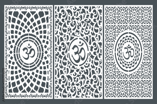 Om Jali design used for temples, Mandir. Om acrylic jali, corian jali and mdf jali.
