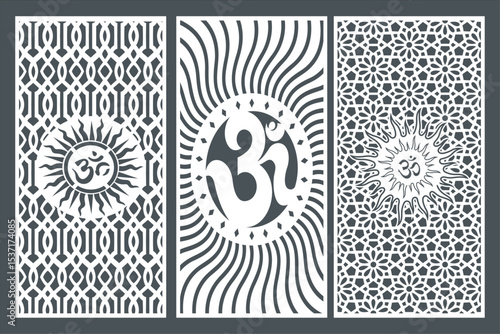 Om Jali design used for temples, Mandir. Om acrylic jali, corian jali and mdf jali.