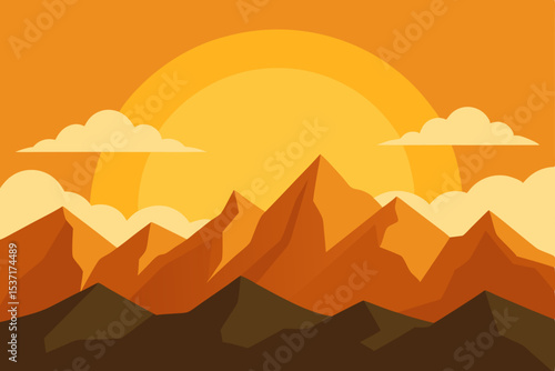 Majestic Mountain Sunset A Stunning Illustration of Golden Hour Peaks