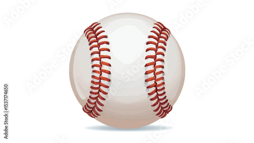 A close-up image of a classic baseball. The baseball is predominantly white with distinct red stitching creating a visible seam pattern across its surface.  The image shows fine detail of the