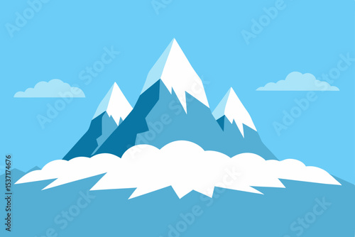 Majestic Mountain Peaks Emerging from Clouds A Stunning Landscape Illustration