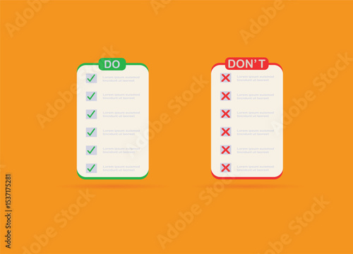 Do and don't icon. Dos and Don't vector illustration Pros and Cons sign business concept.
