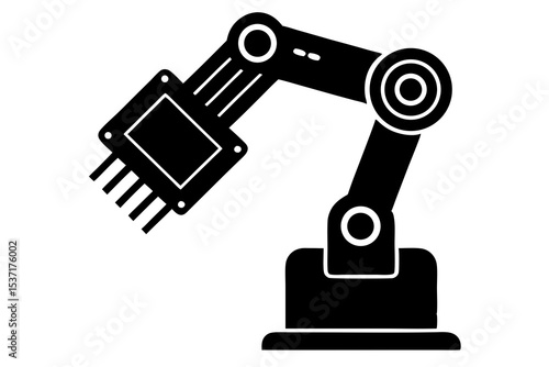 Robotic Arm Holding Microchip - Futuristic AI Technology Vector Illustration