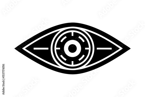 Futuristic AI Eye Scanner Icon - Minimal White Background Design