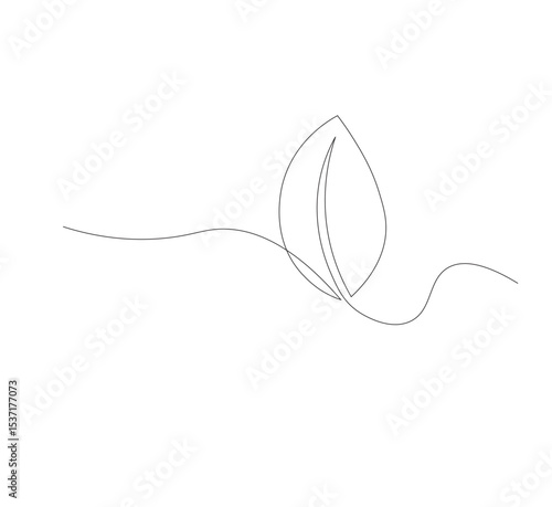 continuous line art sprouting shoots,white background,Plant leaf seed growing soil seedling agriculture concept design,vector illustrator