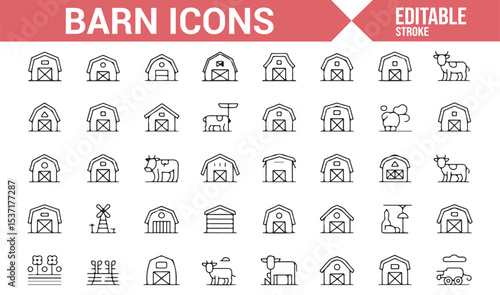 Editable Barnyard and Farming Icons for Rural Projects