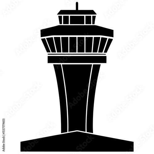 Air traffic control tower silhouette