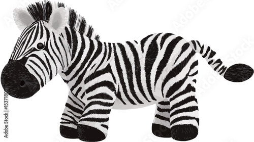 A digital illustration of a cartoon zebra. The zebra is depicted in a simplistic style, with bold black and white stripes on a white background. The illustration shows the zebra in profile view,