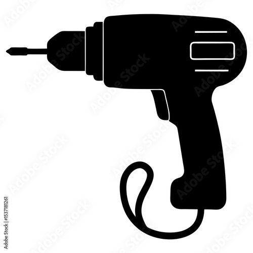 Silhouette of electric drill with cord
